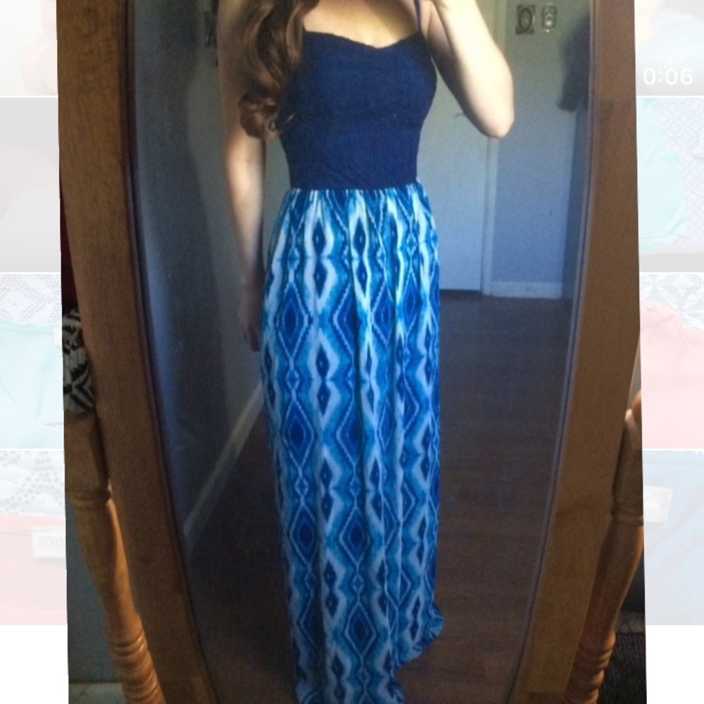 Blue lily rose maxi dress